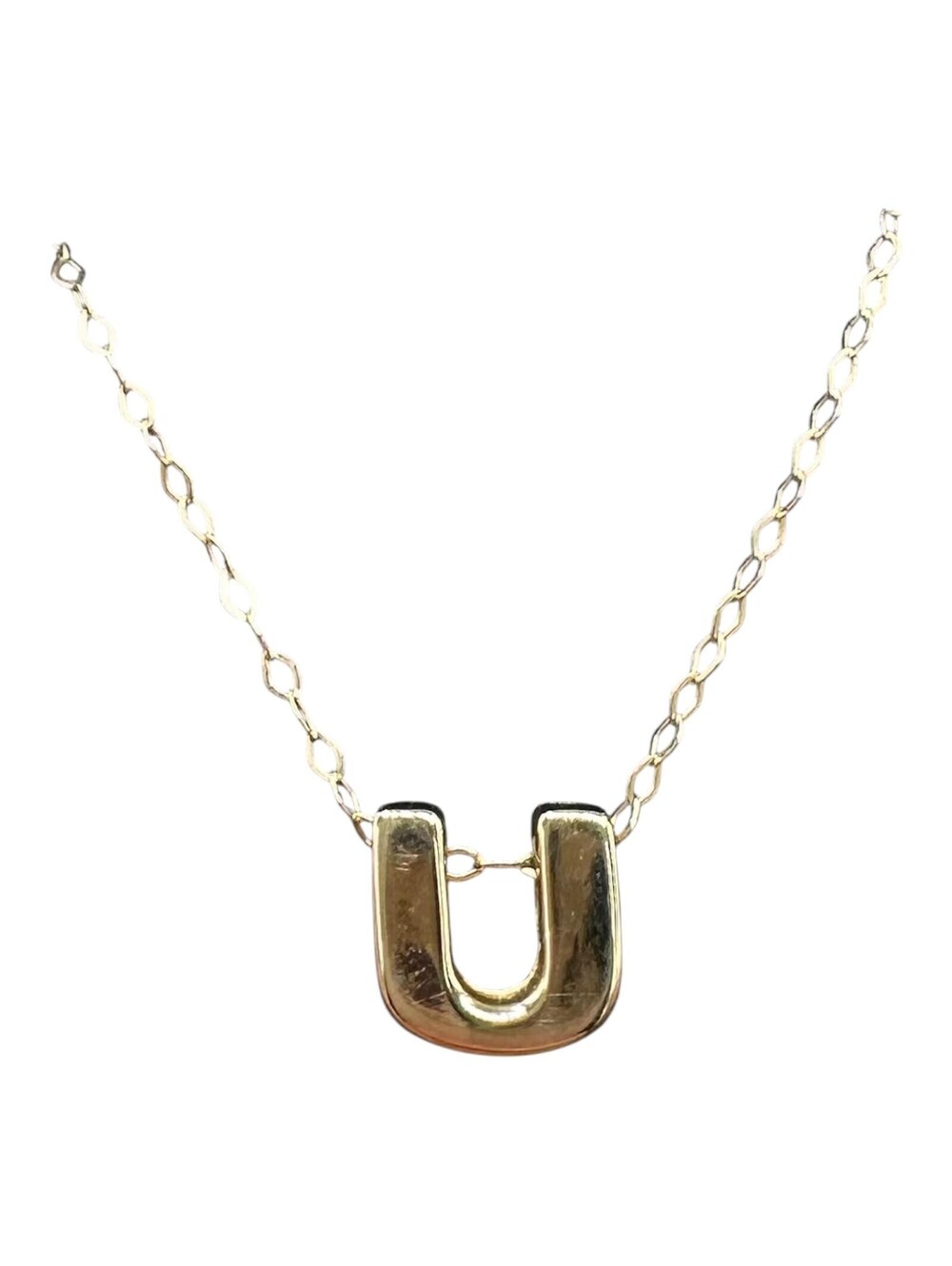 Initial U Necklace 10K Yellow Gold 18in 1.3g